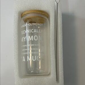 Glass Mug with Bamboo Lid and Straw